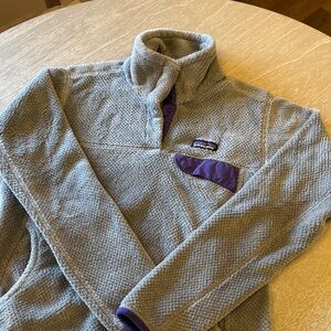 Patagonia Gray Fleece with Purple Trim